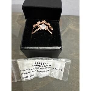 Bomb Party RBP 6577 Feeling A Spark White Ice/Rose Gold Ring Size 10 New